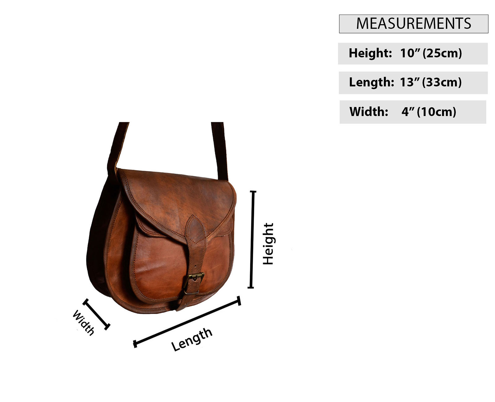 Genuine Leather Womens Sling Cross body Purse Saddle Brown Bag